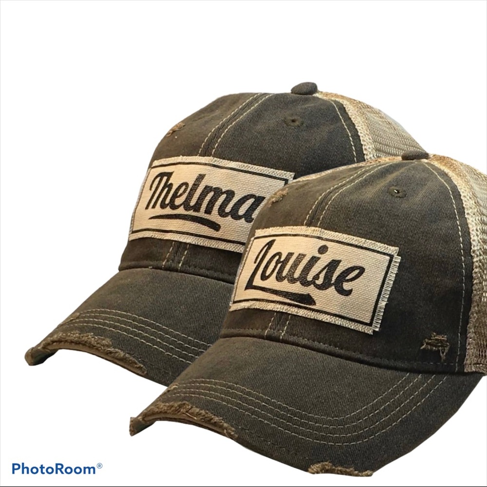 Thelma Louise Trucker Hat Caps Distressed Set of 2